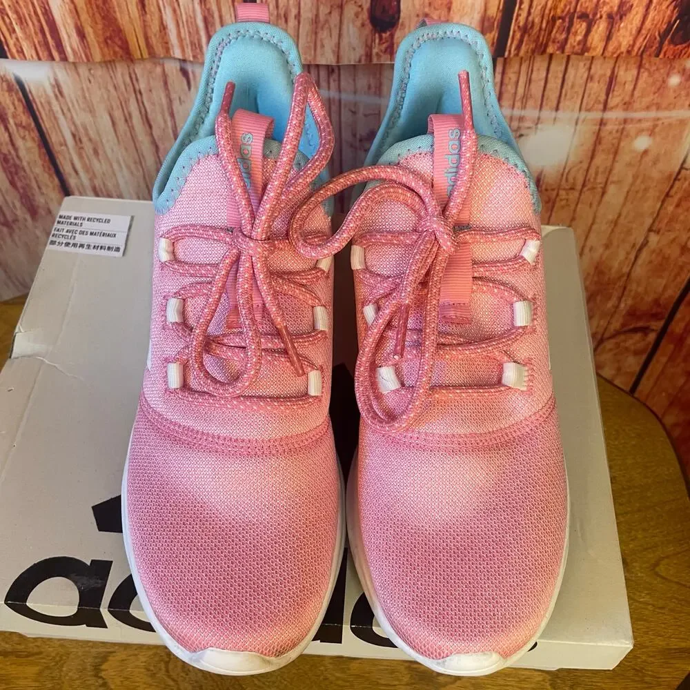 Adidas Cloudfoam Pure 2.0 Kids Running Shoes size 6.5 Pink/White/Blue EUC!